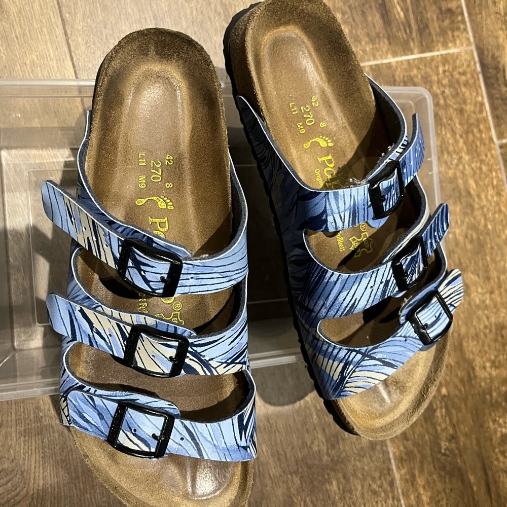 Birkenstock Blue and Black Sandals with Adjustable Straps